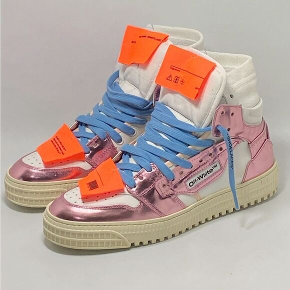 Off-White 3.0 Off Court Mixed Media High-Top Sneakers size 38 - Picture 4 of 14